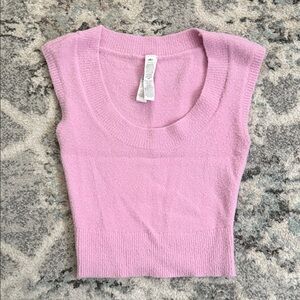 Alo Yoga Snuggle Up Sweater Short Sleeve in Sweet Pink Size Small Cozy Cute